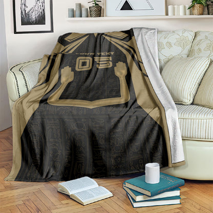 Custom Egypt KA Blanket Gold Symbol Hieroglyphic Texture