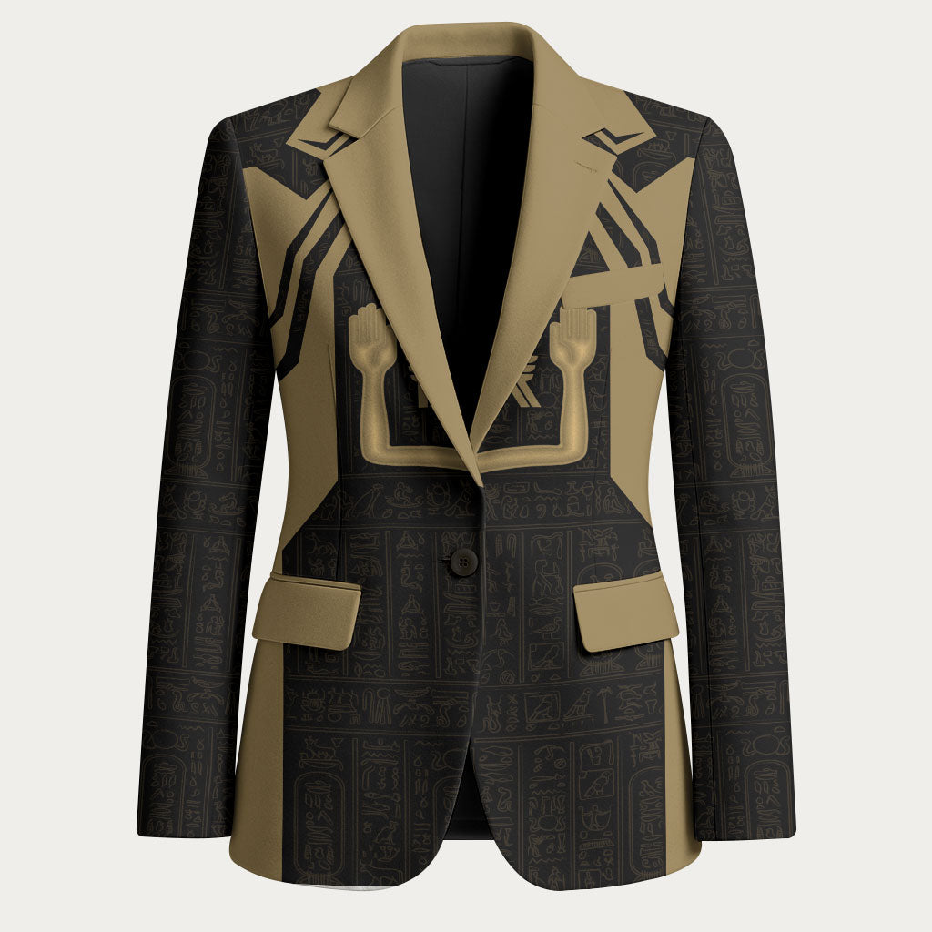 Custom Egypt KA Blazer Gold Symbol Hieroglyphic Texture