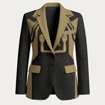 Custom Egypt KA Blazer Gold Symbol Hieroglyphic Texture