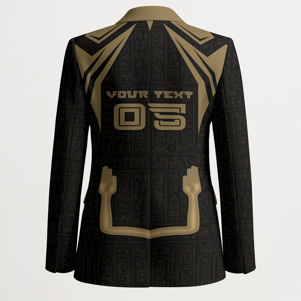 Custom Egypt KA Blazer Gold Symbol Hieroglyphic Texture