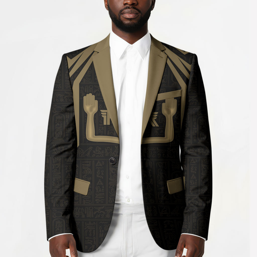Custom Egypt KA Blazer Gold Symbol Hieroglyphic Texture