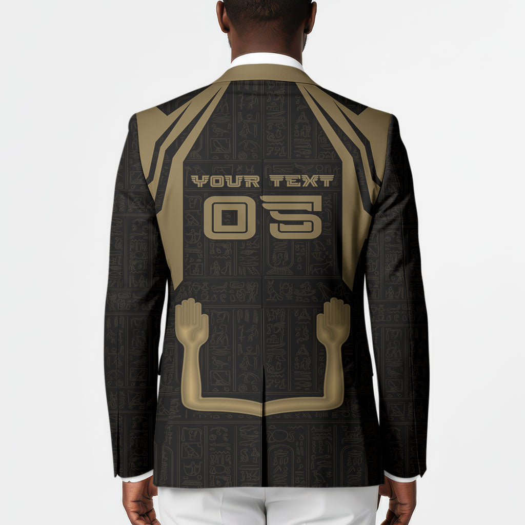 Custom Egypt KA Blazer Gold Symbol Hieroglyphic Texture