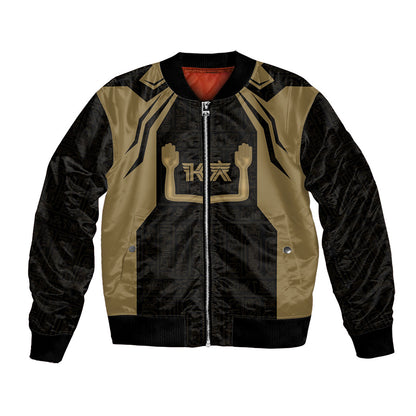 Custom Egypt KA Bomber Jacket Gold Symbol Hieroglyphic Texture