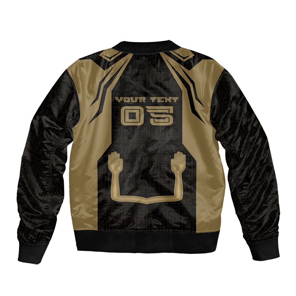 Custom Egypt KA Bomber Jacket Gold Symbol Hieroglyphic Texture