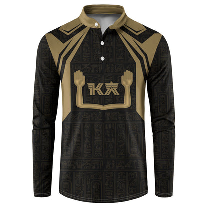 Custom Egypt KA Button Sweatshirt Gold Symbol Hieroglyphic Texture