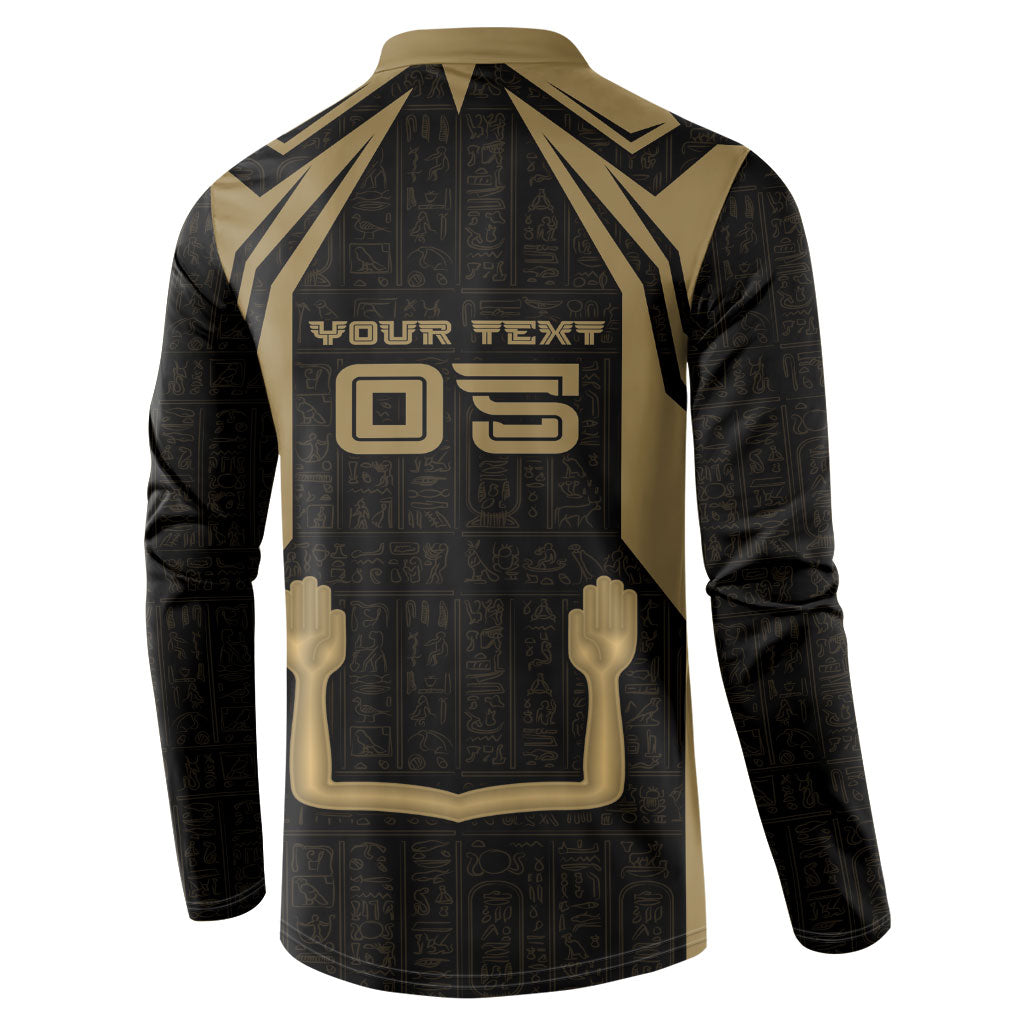 Custom Egypt KA Button Sweatshirt Gold Symbol Hieroglyphic Texture