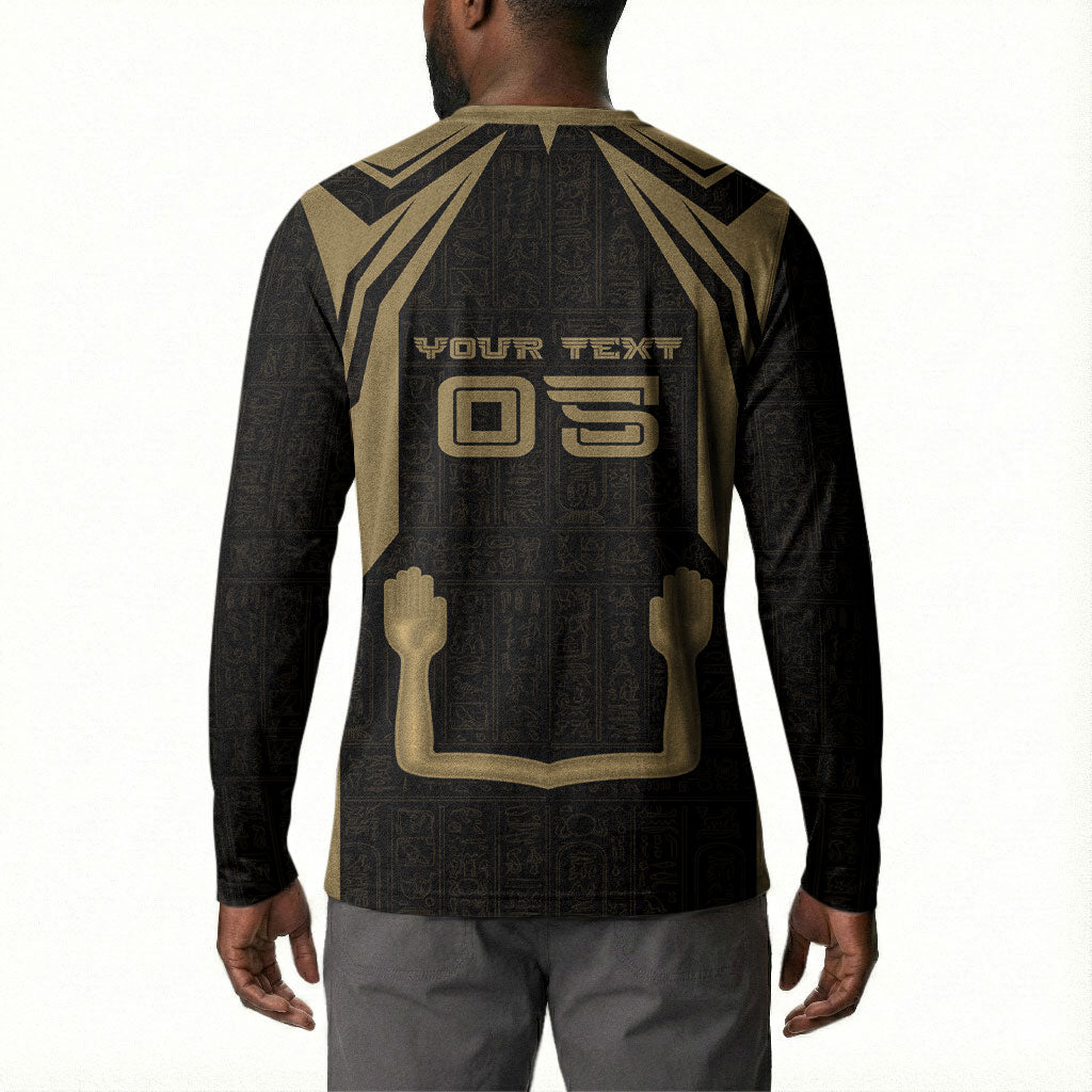 Custom Egypt KA Button Sweatshirt Gold Symbol Hieroglyphic Texture