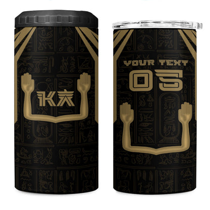 Custom Egypt KA 4 in 1 Can Cooler Tumbler Gold Symbol Hieroglyphic Texture