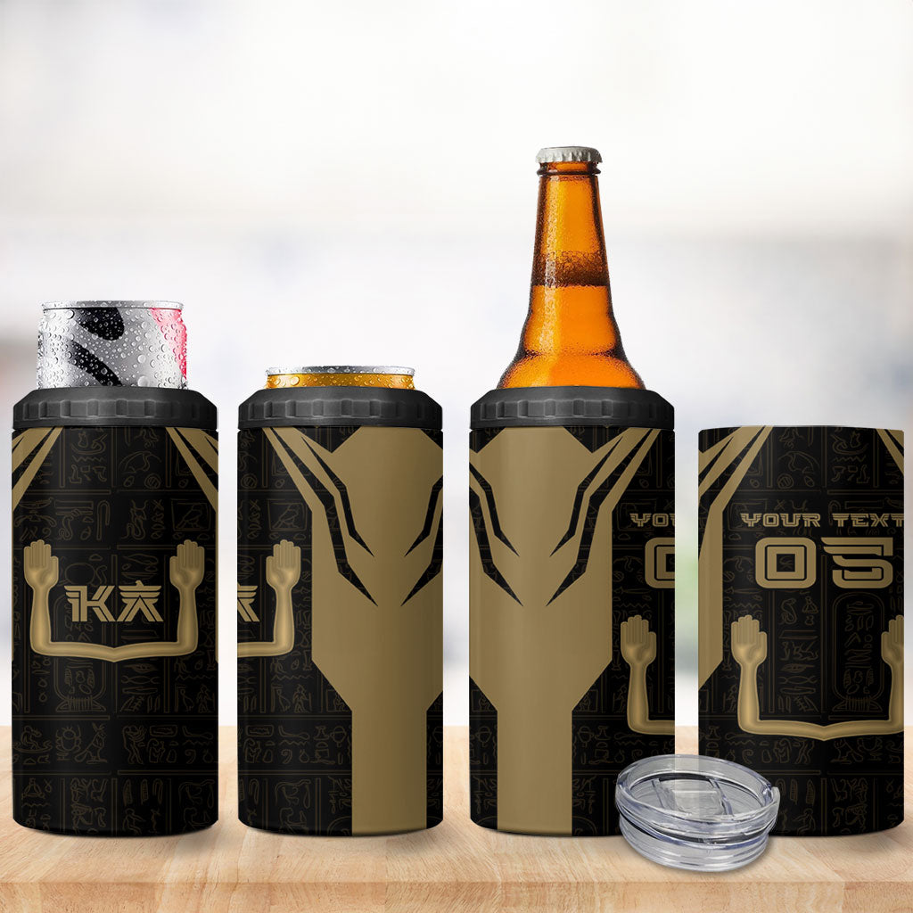 Custom Egypt KA 4 in 1 Can Cooler Tumbler Gold Symbol Hieroglyphic Texture
