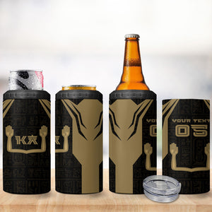 Custom Egypt KA 4 in 1 Can Cooler Tumbler Gold Symbol Hieroglyphic Texture