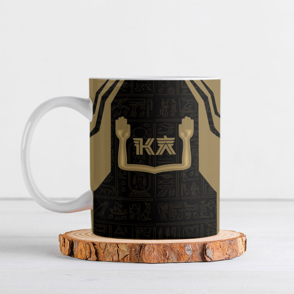 Custom Egypt KA Ceramic Mug Gold Symbol Hieroglyphic Texture