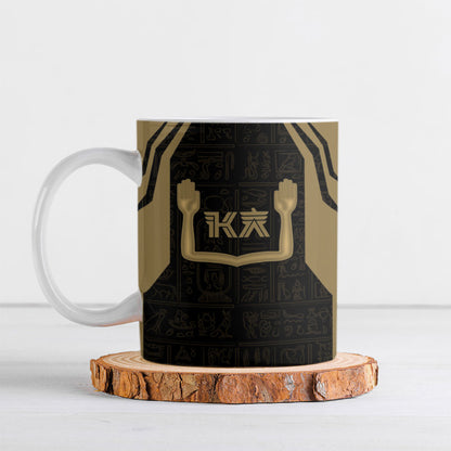 Custom Egypt KA Ceramic Mug Gold Symbol Hieroglyphic Texture