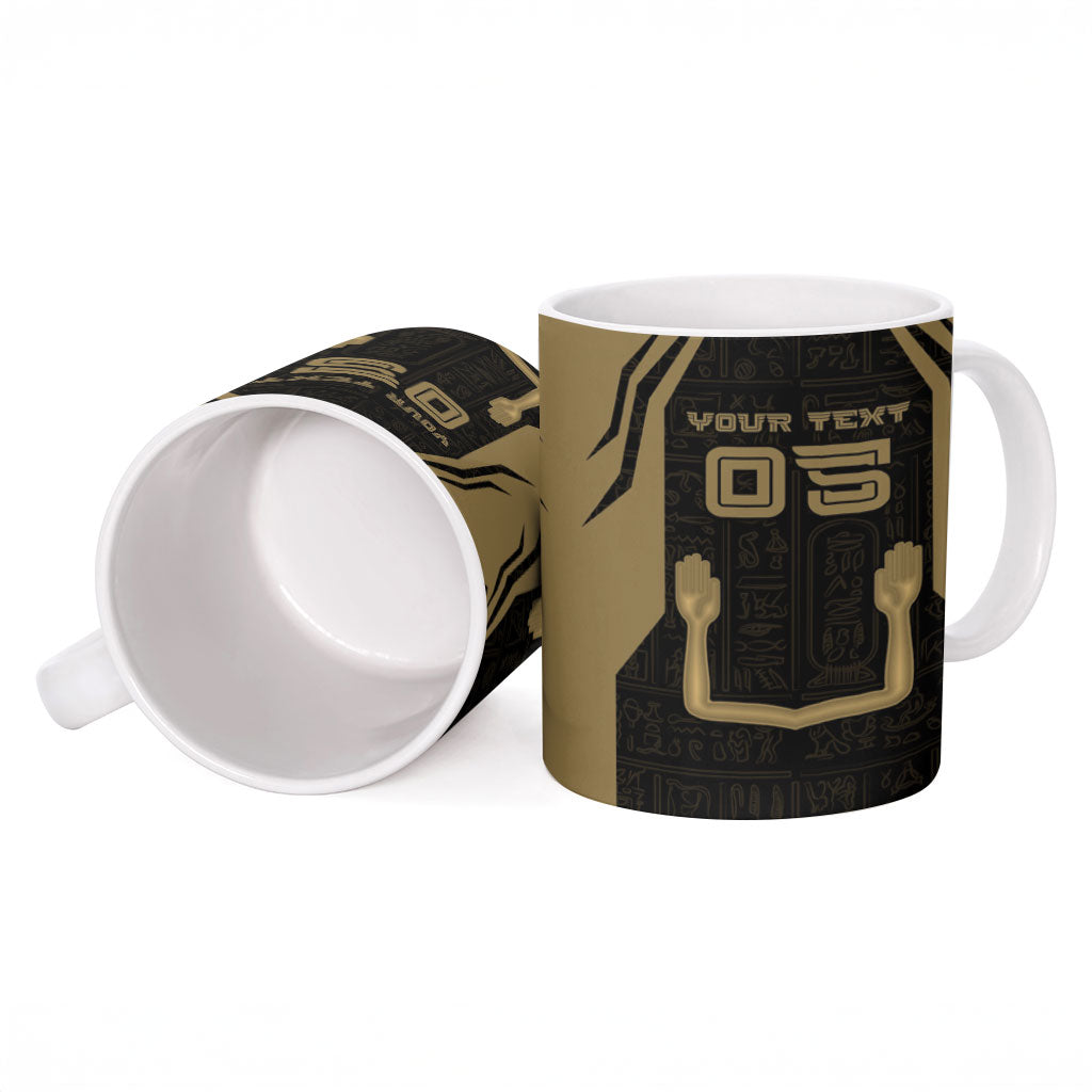 Custom Egypt KA Ceramic Mug Gold Symbol Hieroglyphic Texture