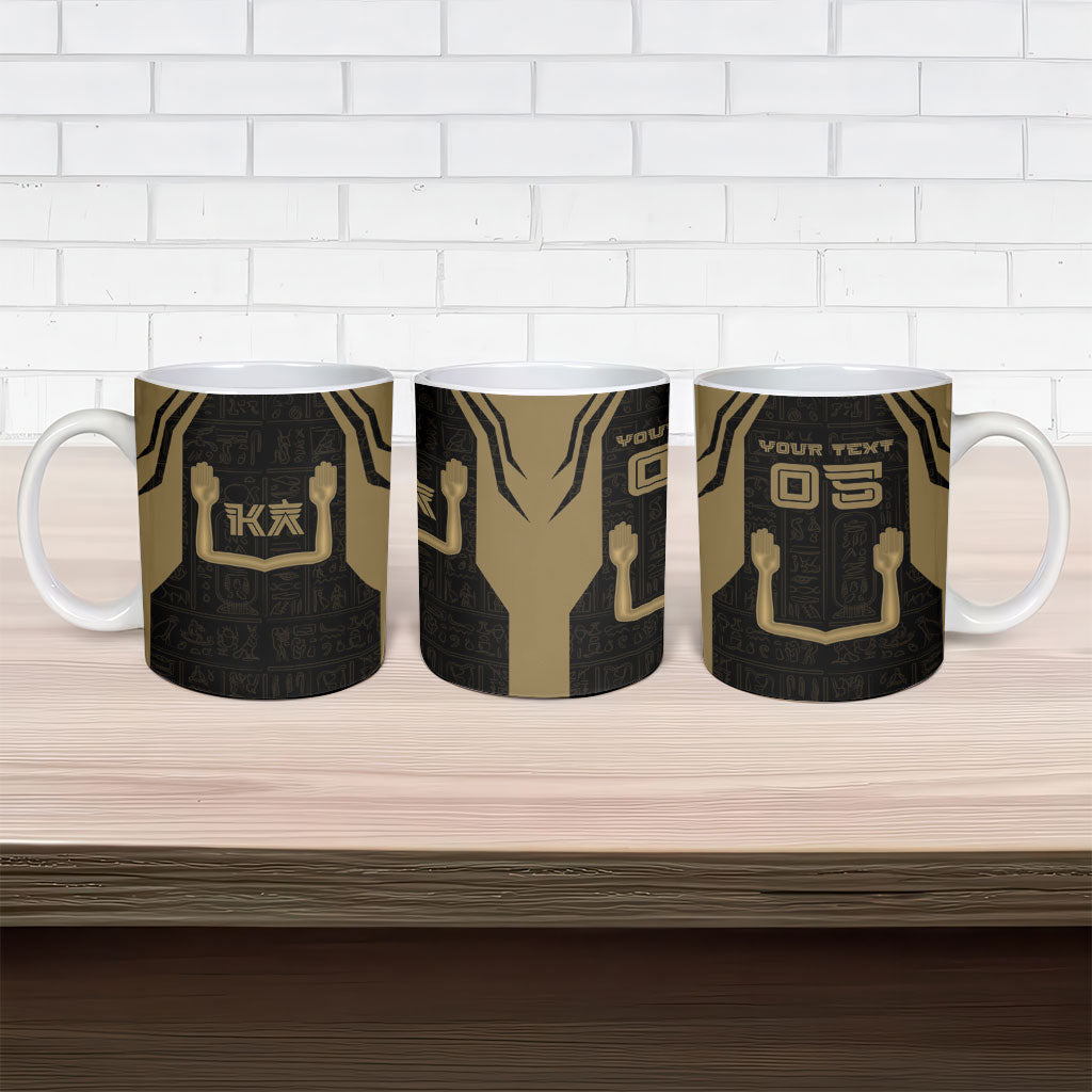 Custom Egypt KA Ceramic Mug Gold Symbol Hieroglyphic Texture