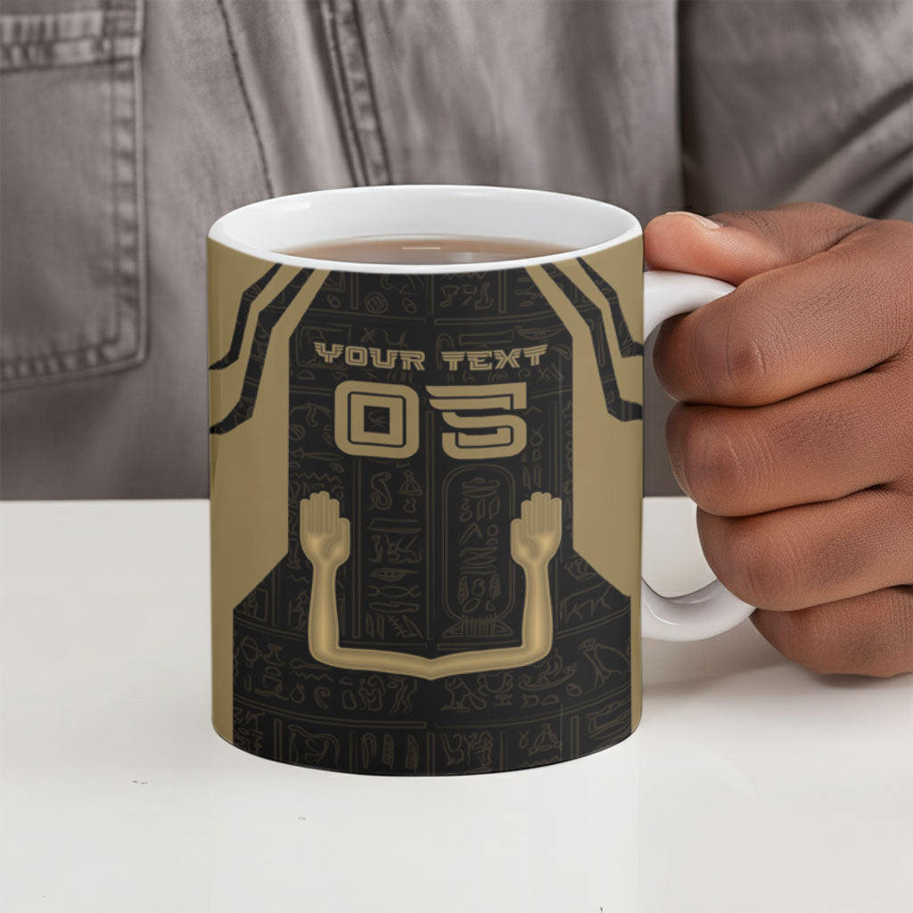 Custom Egypt KA Ceramic Mug Gold Symbol Hieroglyphic Texture
