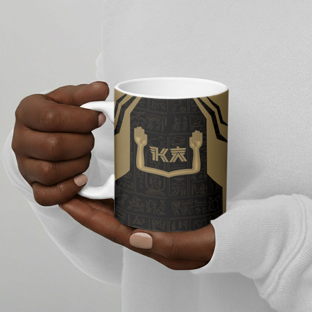 Custom Egypt KA Ceramic Mug Gold Symbol Hieroglyphic Texture