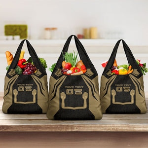 Custom Egypt KA Grocery Bag Gold Symbol Hieroglyphic Texture