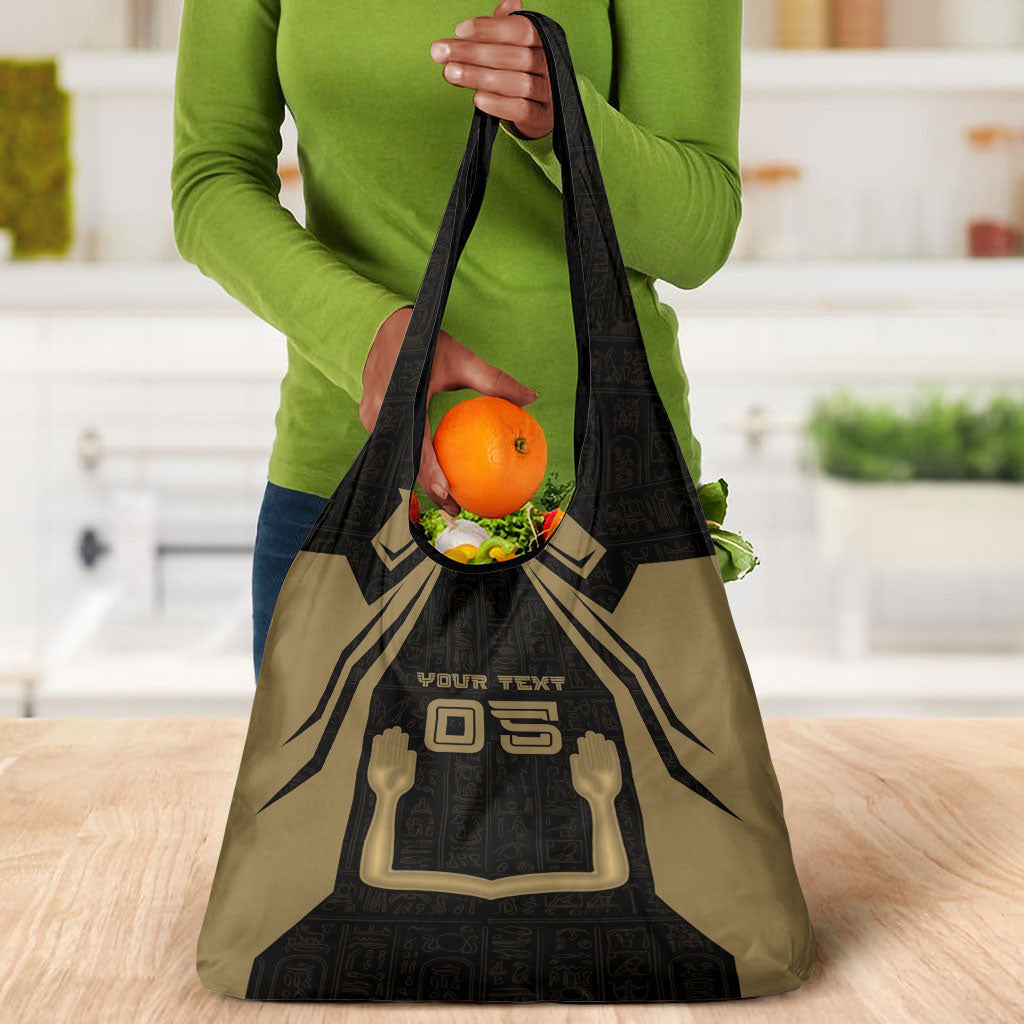 Custom Egypt KA Grocery Bag Gold Symbol Hieroglyphic Texture