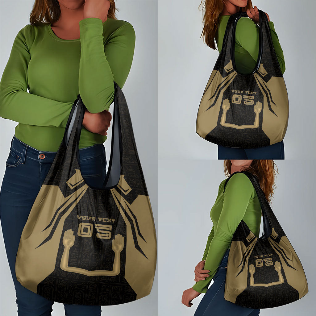 Custom Egypt KA Grocery Bag Gold Symbol Hieroglyphic Texture