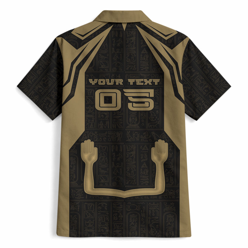 Custom Egypt KA Hawaiian Shirt Gold Symbol Hieroglyphic Texture