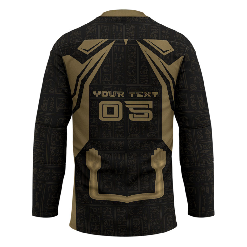 Custom Egypt KA Hockey Jersey Gold Symbol Hieroglyphic Texture