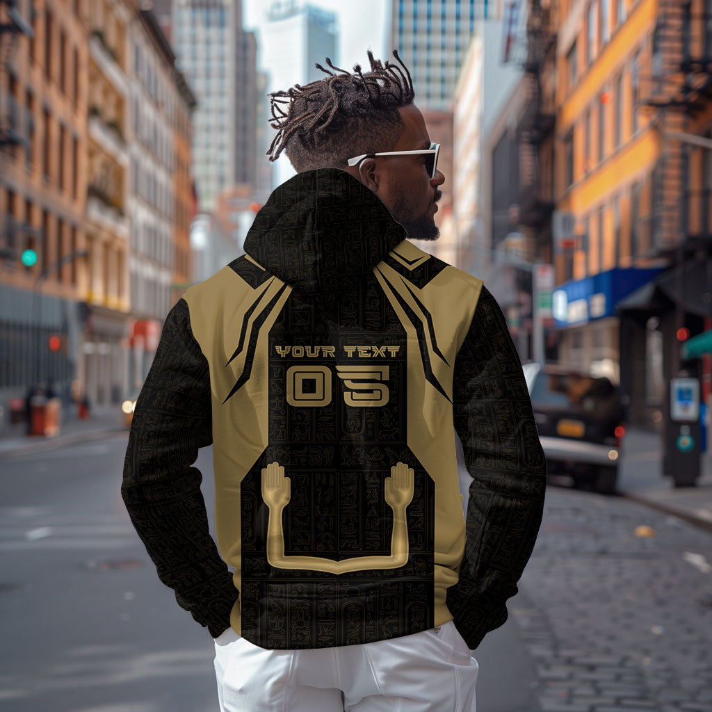 Custom Egypt KA Hoodie Gold Symbol Hieroglyphic Texture