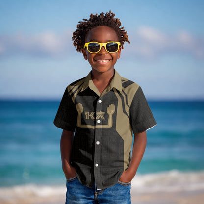 Custom Egypt KA Kid Hawaiian Shirt Gold Symbol Hieroglyphic Texture