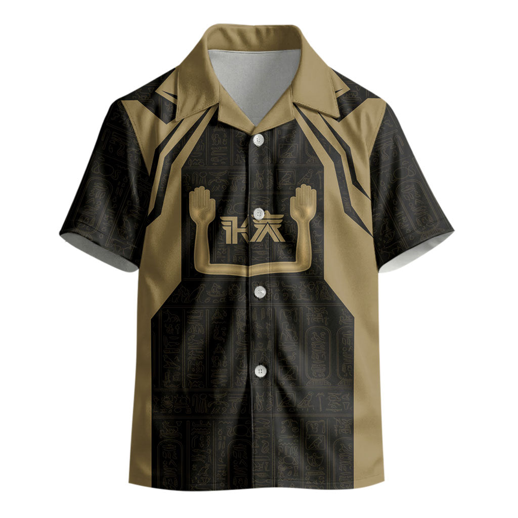 Custom Egypt KA Kid Hawaiian Shirt Gold Symbol Hieroglyphic Texture