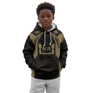 Custom Egypt KA Kid Hoodie Gold Symbol Hieroglyphic Texture