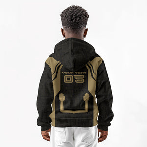 Custom Egypt KA Kid Hoodie Gold Symbol Hieroglyphic Texture