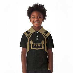 Custom Egypt KA Kid Polo Shirt Gold Symbol Hieroglyphic Texture