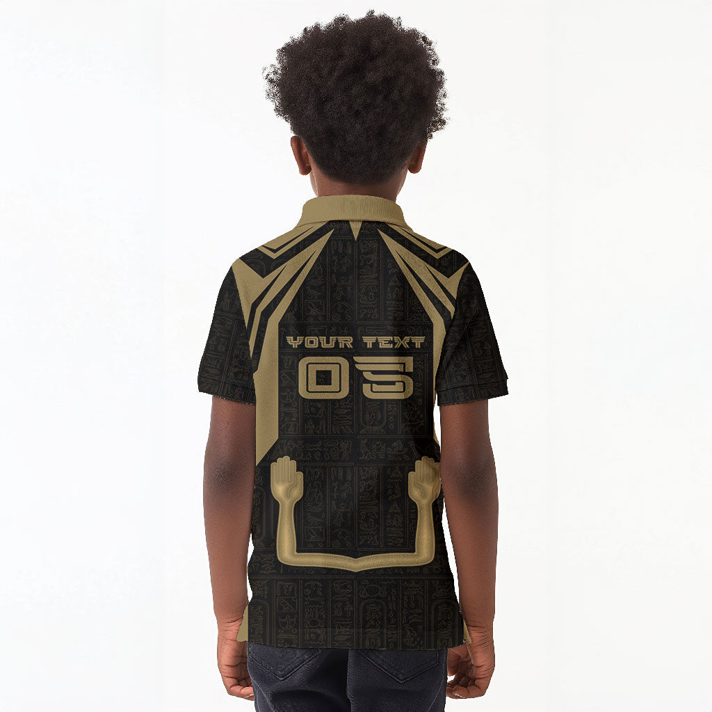 Custom Egypt KA Kid Polo Shirt Gold Symbol Hieroglyphic Texture