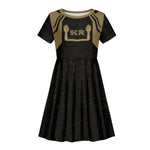 Custom Egypt KA Kid Short Sleeve Dress Gold Symbol Hieroglyphic Texture