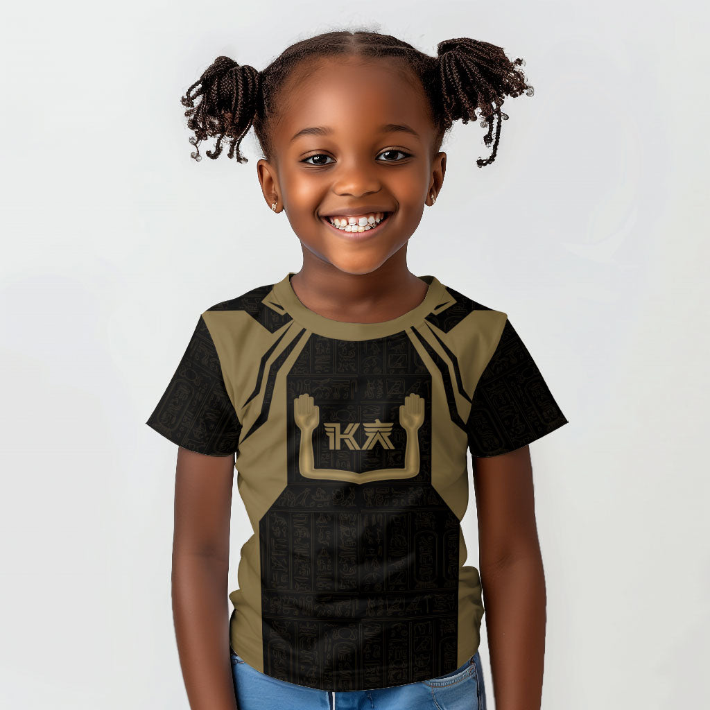 Custom Egypt KA Kid T shirt Gold Symbol Hieroglyphic Texture