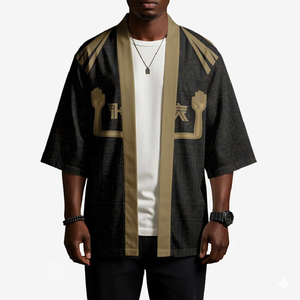 Custom Egypt KA Kimono Gold Symbol Hieroglyphic Texture