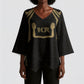 Custom Egypt KA Kimono Sleeve Blouse Gold Symbol Hieroglyphic Texture