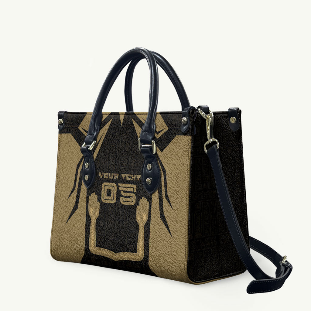 Custom Egypt KA Leather Bag Gold Symbol Hieroglyphic Texture