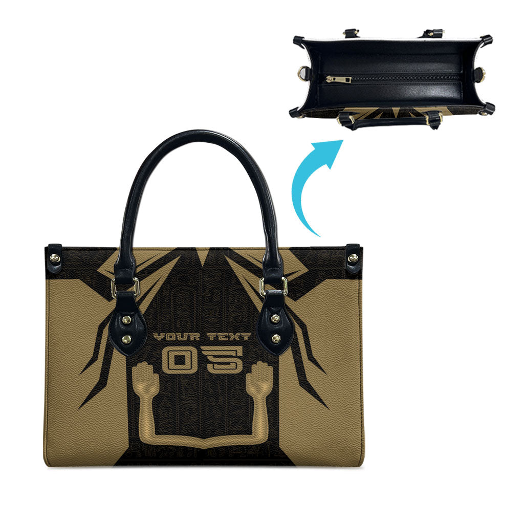 Custom Egypt KA Leather Bag Gold Symbol Hieroglyphic Texture