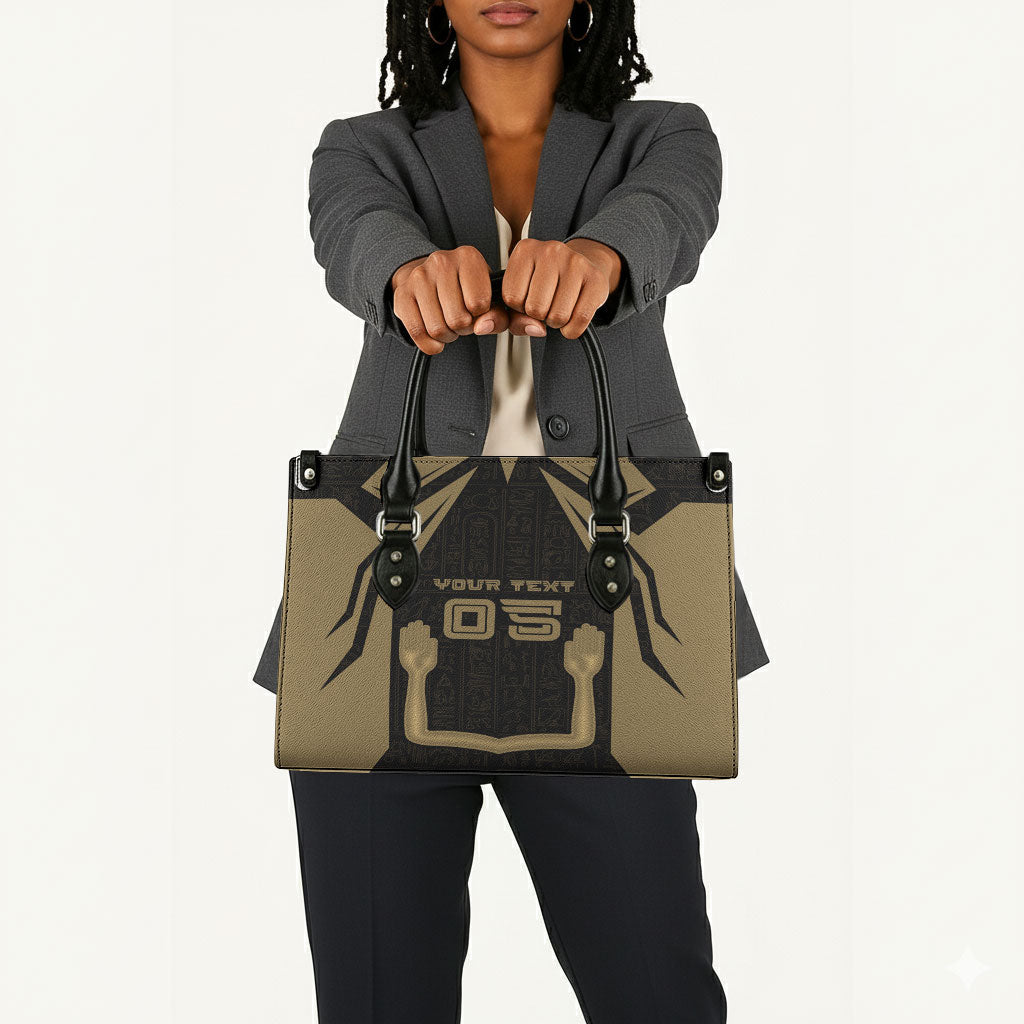 Custom Egypt KA Leather Bag Gold Symbol Hieroglyphic Texture