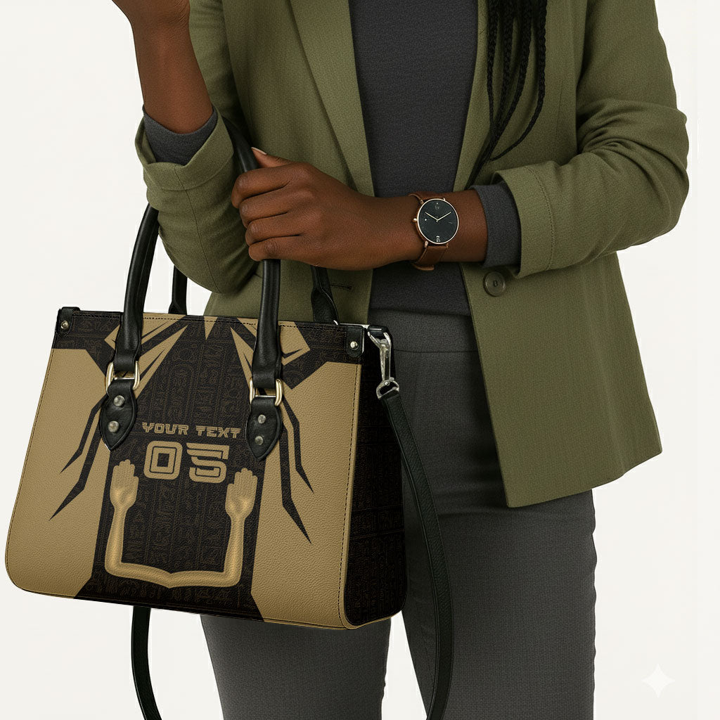 Custom Egypt KA Leather Bag Gold Symbol Hieroglyphic Texture