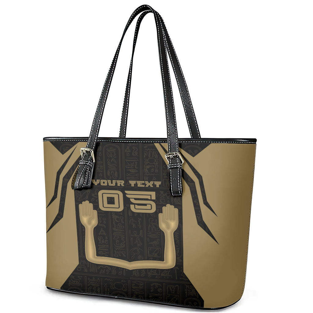 Custom Egypt KA Leather Tote Bag Gold Symbol Hieroglyphic Texture