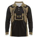 Custom Egypt KA Long Sleeve Polo Shirt Gold Symbol Hieroglyphic Texture