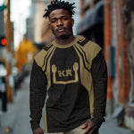 Custom Egypt KA Long Sleeve Shirt Gold Symbol Hieroglyphic Texture