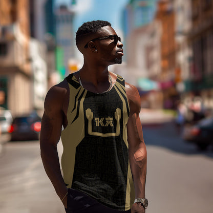 Custom Egypt KA Men Tank Top Gold Symbol Hieroglyphic Texture