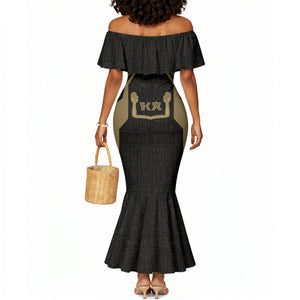 Custom Egypt KA Mermaid Dress Gold Symbol Hieroglyphic Texture