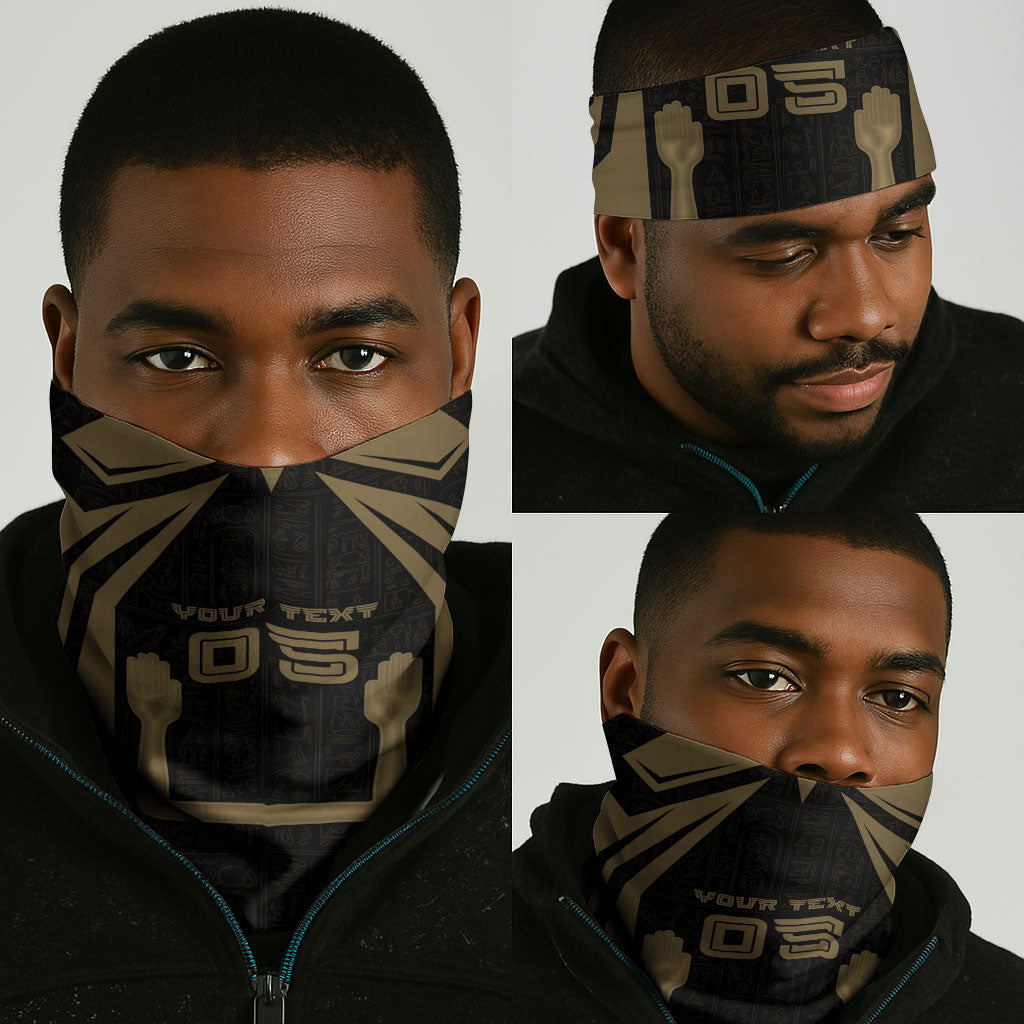 Custom Egypt KA Neck Gaiter Gold Symbol Hieroglyphic Texture