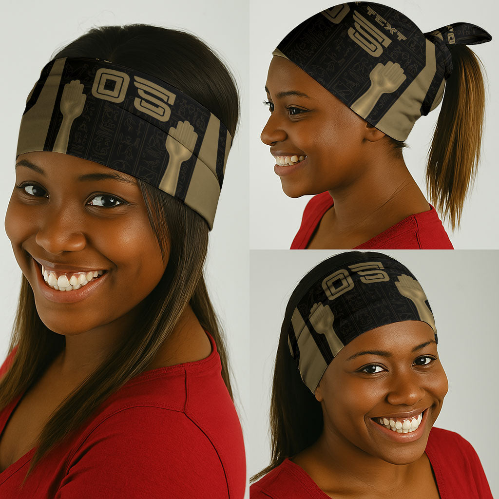Custom Egypt KA Neck Gaiter Gold Symbol Hieroglyphic Texture