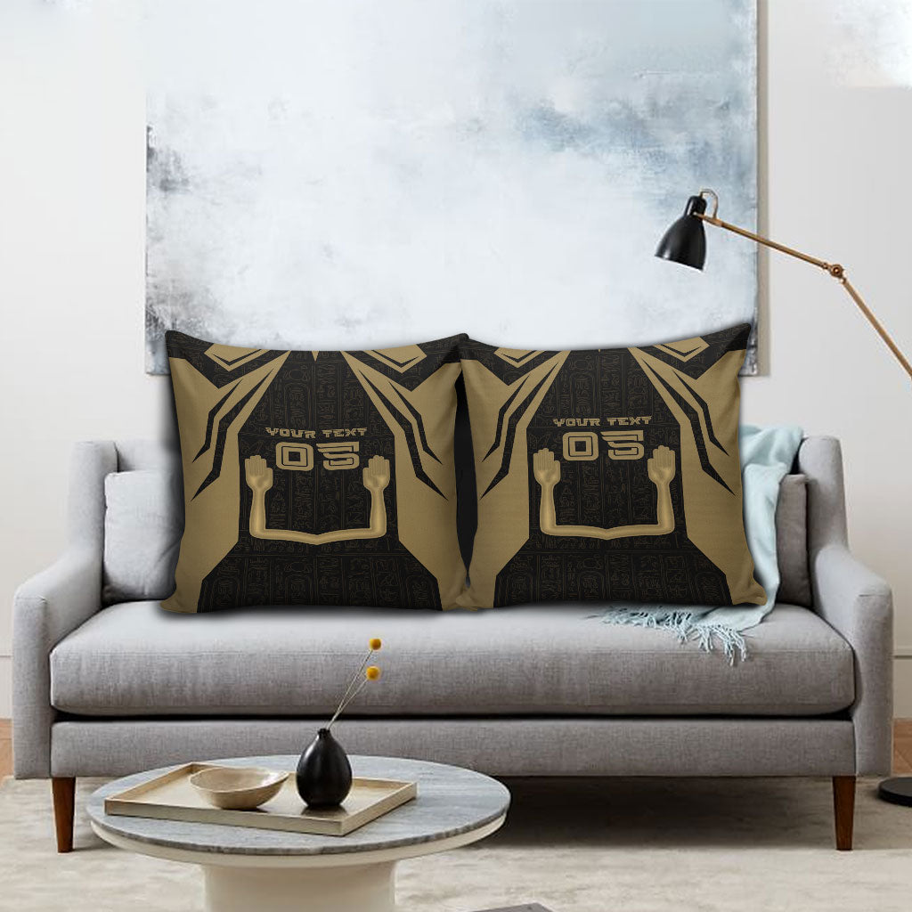 Custom Egypt KA Pillow Cover Gold Symbol Hieroglyphic Texture