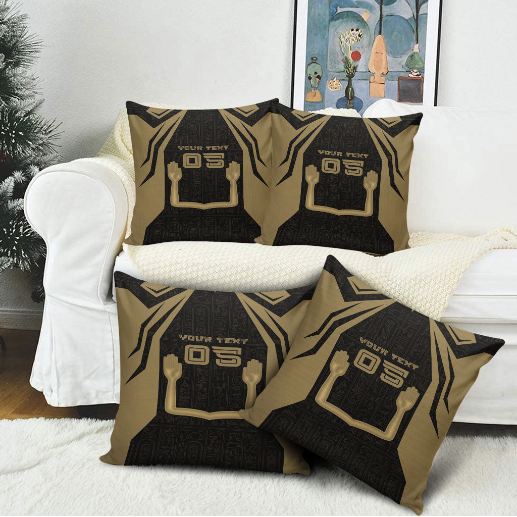 Custom Egypt KA Pillow Cover Gold Symbol Hieroglyphic Texture