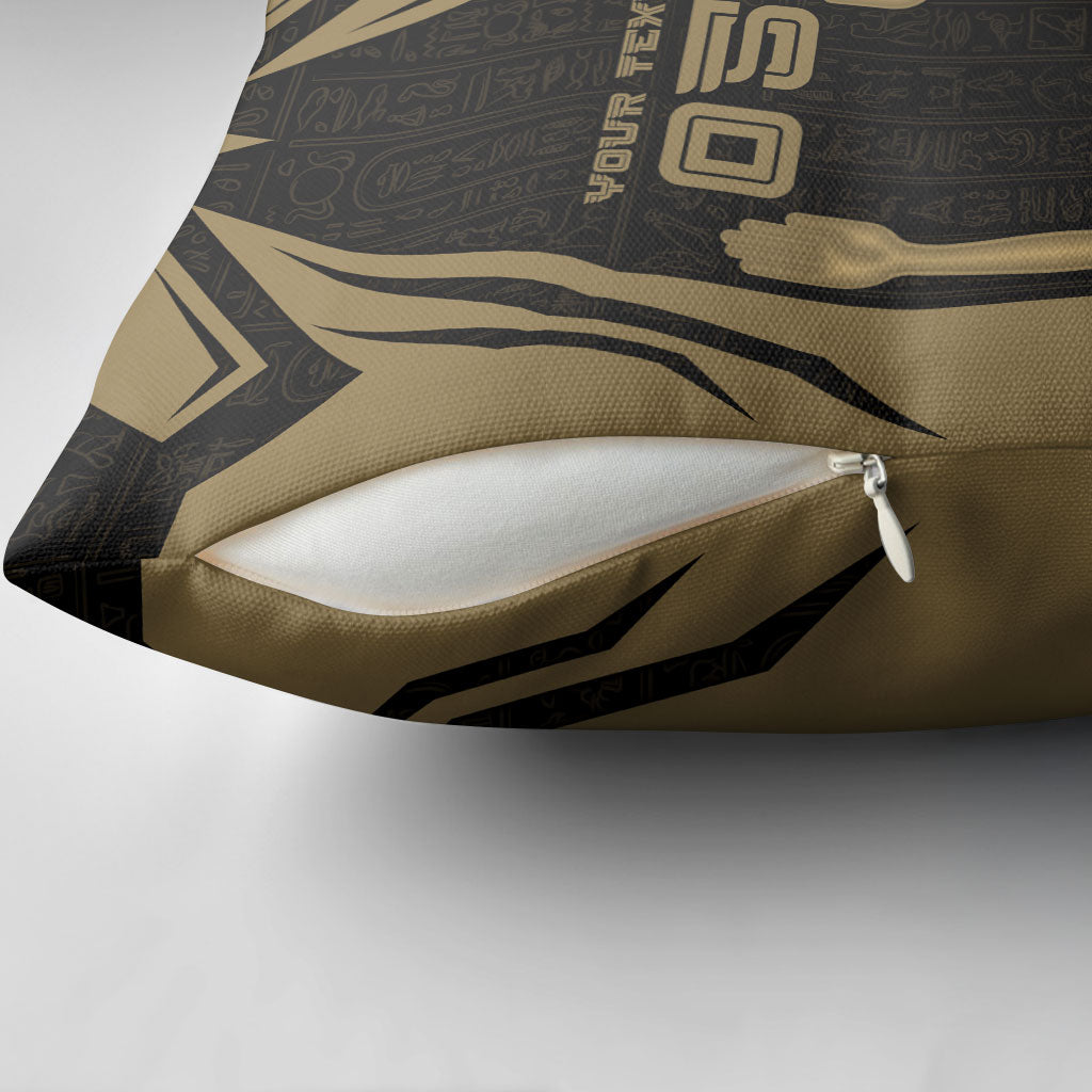 Custom Egypt KA Pillow Cover Gold Symbol Hieroglyphic Texture